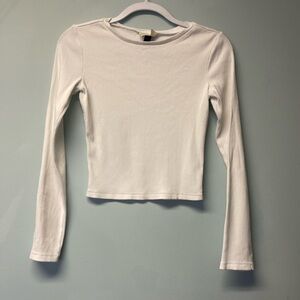 Universal Thread Whitw Ribbed Long Sleeve Crop Top